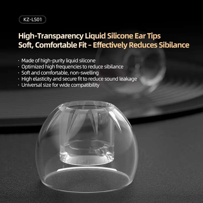 Transparent - KZ LS01 Eartips Crystal-Clear Liquid Silicone Earplugs S/M/L Size 3 Pairs High Soft Co