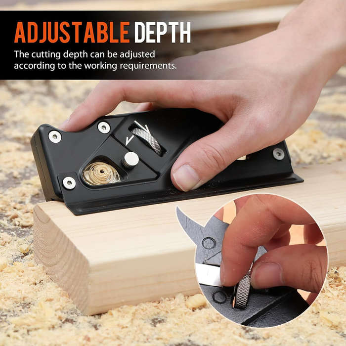 Black - Chamfer Plane Woodworking Corner Edge Flattening Tool Adjustable Depth High Carbon Steel Bla