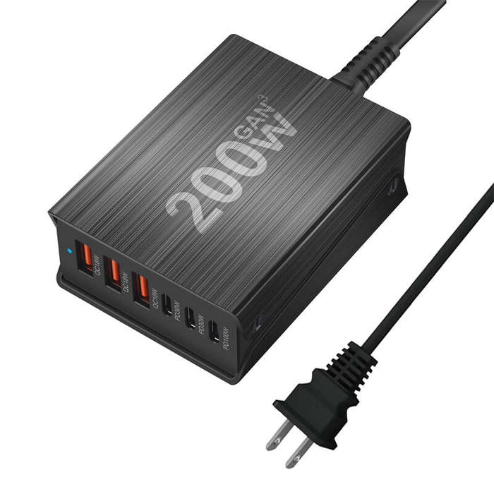 3USB-A+3USB-C(EU Plug) - [GaN Tech] Bakeey 200W 6-Port USB PD Charger 3USB-A+3USB-C PD QC Fast Charg