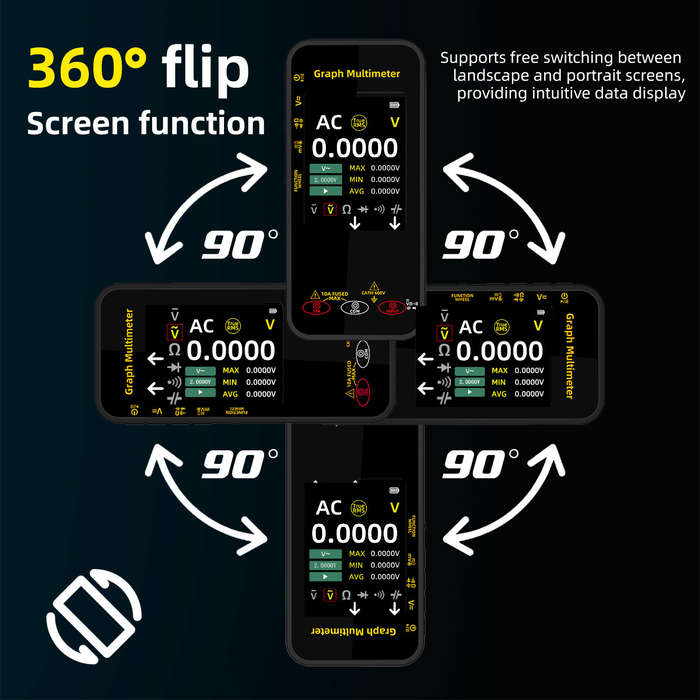 Black - BSIDE S500 Smart Graphic Multimeter 3.2 Inch TFT Screen 1000V DC AC Voltage 10A Current High