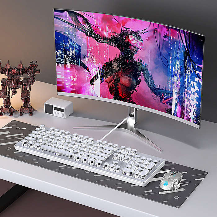Blue Switch - EWEADN TK100 Punk Typewriter Wired Mechanical Gaming Keyboard 104 Keys RGB Light Ergon