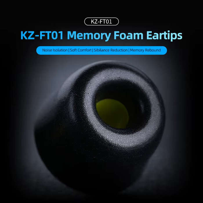 Black - KZ FT01 Memory Cotton Ear-Tips Ear Plugs Earphones In Ear Monitor Wired Headphones Noise Iso