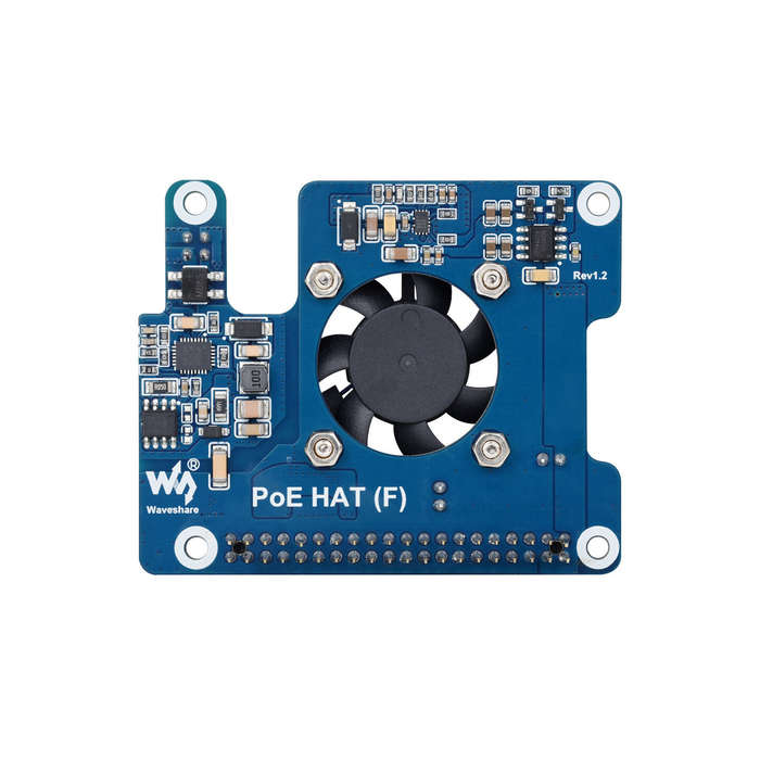 Blue - Power Over Ethernet HAT For Raspberry Pi 5 / CM 5 POE High Power Onboard Cooling Fan With Met