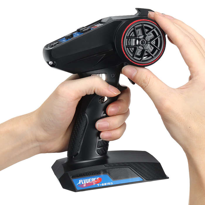 FLYUEACE T-6819A 2.4GHz 4CH Transmitter with RX-G4 Light Control Mini Receiver for RC Car Boat Tank