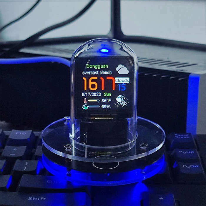 Black - Smart WIFI RGB Neon Tube Clock Nixie Tube Clock Smart Wifi Glow DIY Tube Clocks Cyber Style