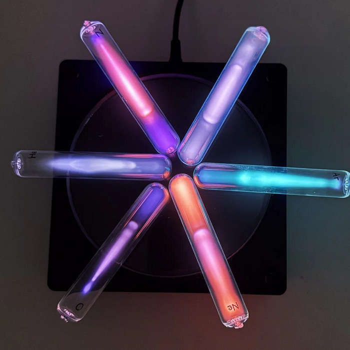 US - NIKOLATOY Tesla Plasma Reaction Glass Sealed Rare Gas Light-emitting Tube Set Creative Desktop