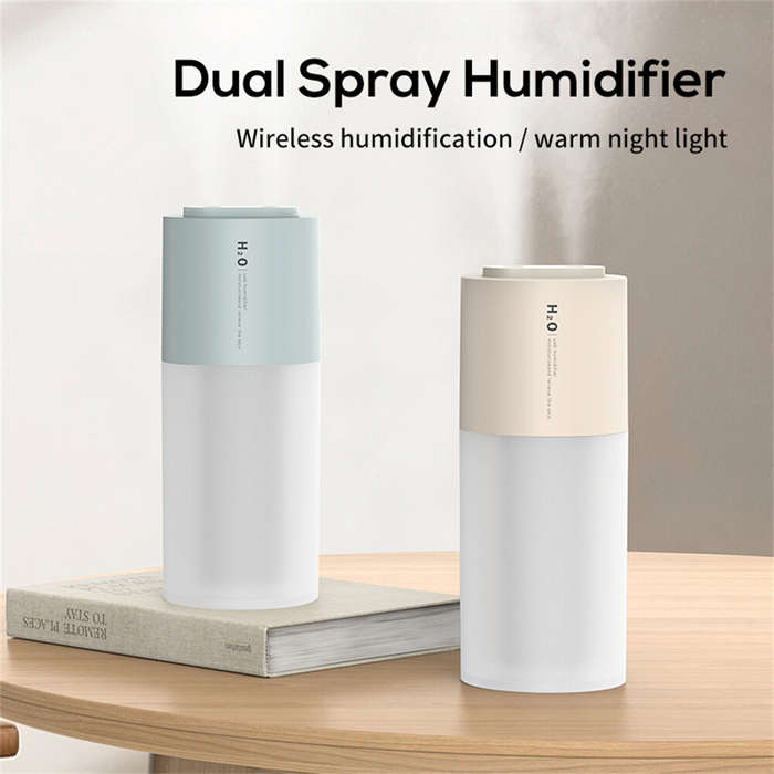 White - Tevorex Rechargeable Air Humidifier 2000mAh Wireless Cool Mist Diffuser Car Home Ultrasonic
