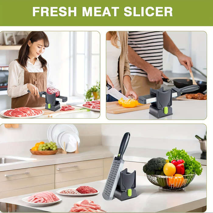 Grey - Fresh Meat Cutter Multifunctional Stainless Steel Meat Slicer Fast Meat Slice Home Kitchen Me
