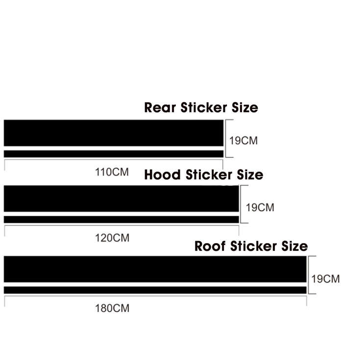 Black - Car Auto Hood Vinyl Stickers Engine Cover Stripe Decals Universal