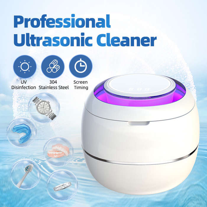 White - Ultrasonic Denture Cleaner UV Disinfection Children's Electric Toothbrush Head Cleaning Dual