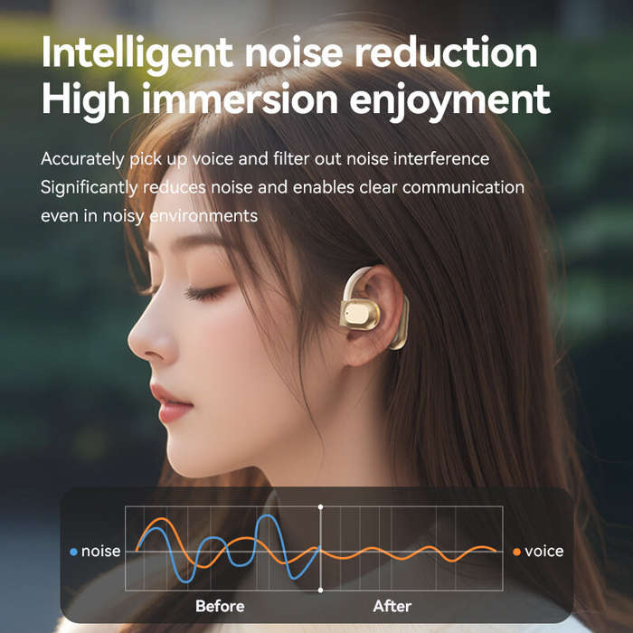 Black - M62 AI Translation Earbuds OWS Wireless bluetooth Earphone 360 Surround Sound Intelligent No