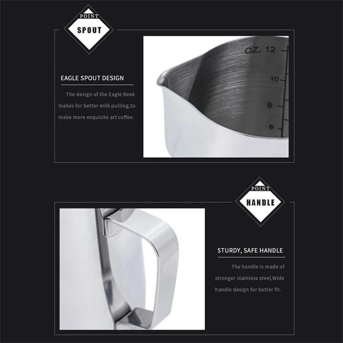 350ml - HiBREW 350ml Stainless Steel Frothing Coffee Pitcher Pull Flower Cup Cappuccino Milk Pot Esp