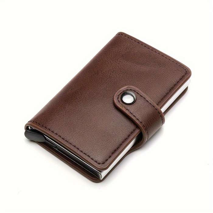 Black - Automatic Elastic Credit Card Holder Mens Wallet Double Layer Aluminum Alloy Credit Card Hol