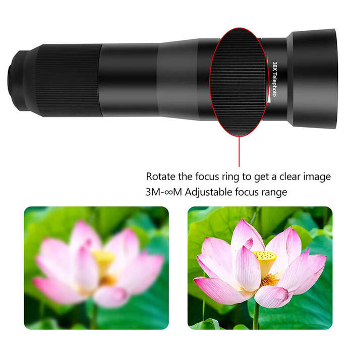 Telescope - IPRee 38X HD Zoom Lens Phone Monocular Telescope with Tripod Smartphone Adapter for iPho