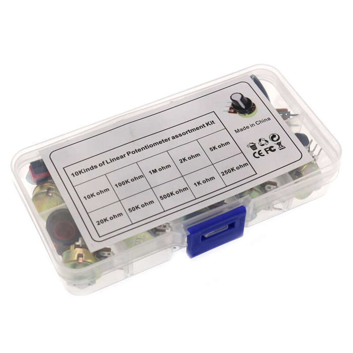 10 Values WH148 Potentiometer Kit B1K 2K 5K 10K 20K 50K 100K 250K 500K 1M 15mm Linear Taper Rotary P