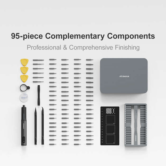 Grey - Atuman E3 Electric Screwdriver Set 95 in 1 Rechargeable 650mAh Lithium Battery 230rpm High To