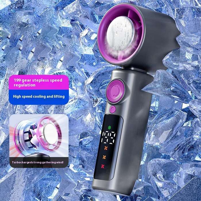 Purple - Tevorex High-Speed Handheld Cooling Fan 1-199 Adjustable Gear Violent Turbo Fan Digital Dis