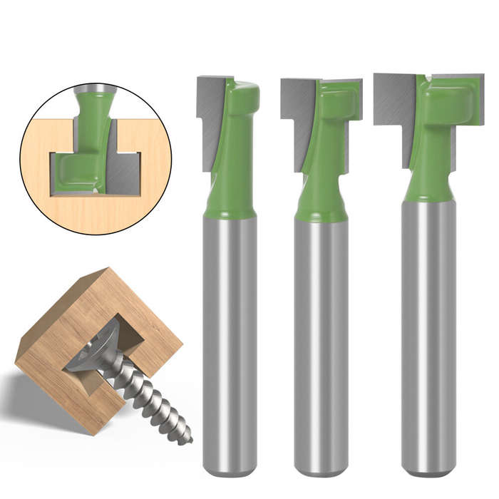 1/4 Inch 6.35mm Shank - 6mm 1/4" Shank T-Track Slotting & T-Slot Keyhole Cutter Router Bit Steel Han
