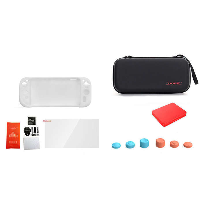 Black - DOBE TNS-5111 Switch2 Accessories Kit 10 in 1 Bundle Protective Case Tempered Glass Screen P