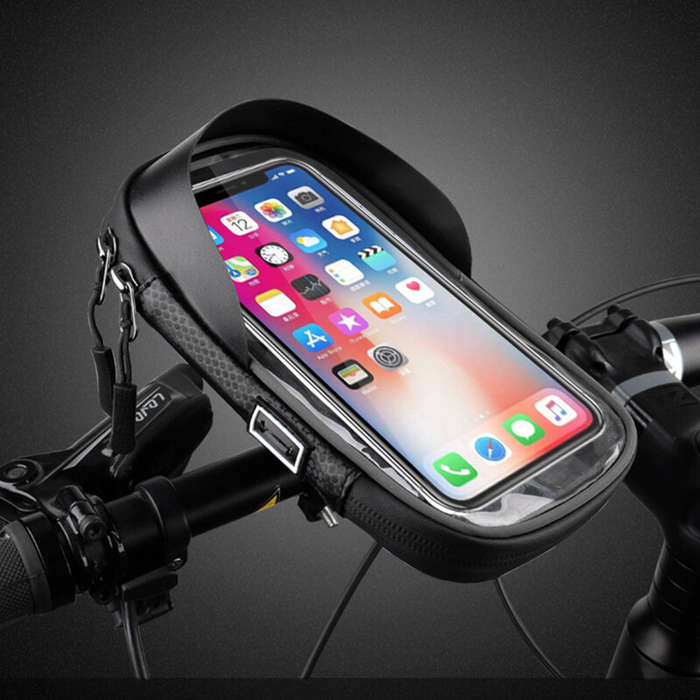 #A - Waterproof Bike Bag Security 360 Rotation Touch Screen Bicycle Frame Phone Bag for Cycling