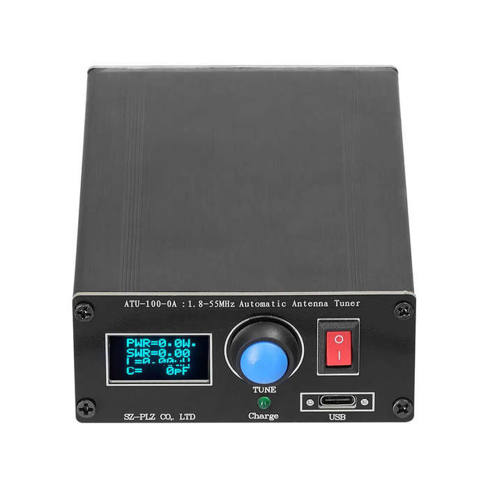 ATU-10-0A 20W 1.8-30MHz Mini Automatic Antenna Tuner OLED Display Aluminum Alloy Outcase with1800MAh