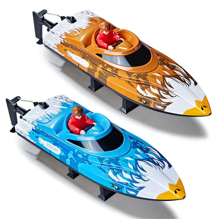 Blue - HXJRC HJ822 2.4G RC Boat Capsized Reset High Speed LED Light Speedboat Waterproof Electric Ra