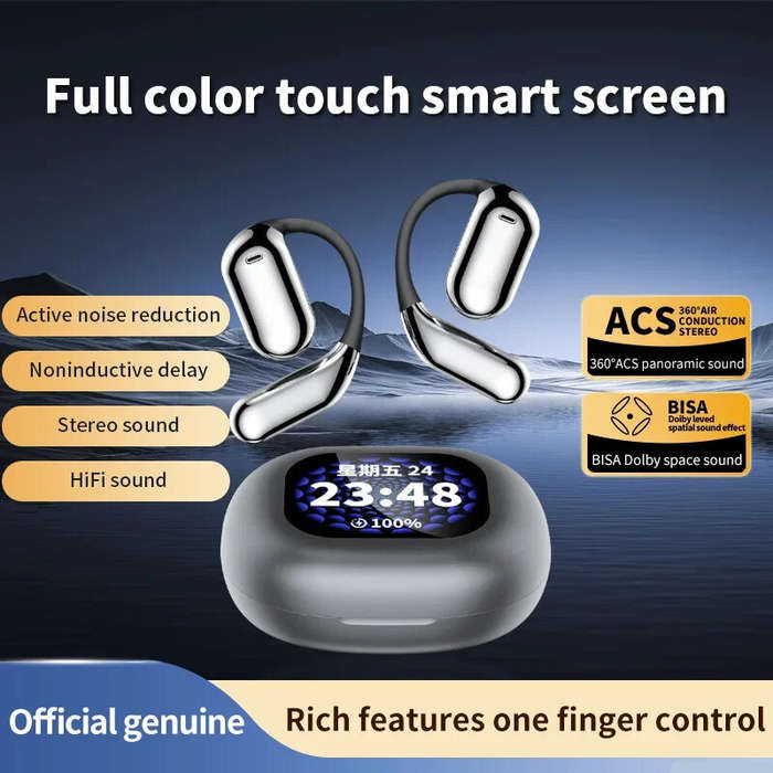 Black - YYK-Q16Pro AI Dialogue Translation Earbuds bluetooth 5.4 Earphone OWS Wireless ANC Earphone