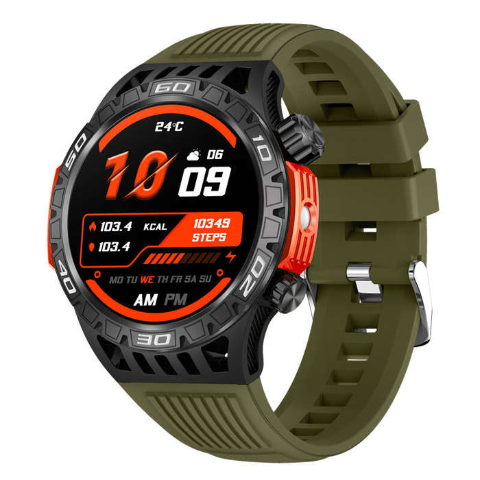 Green - HT22 1.46inch HD Screen Flashlight Compass SOS Emergency Call 450mAh Battery bluetooth Call
