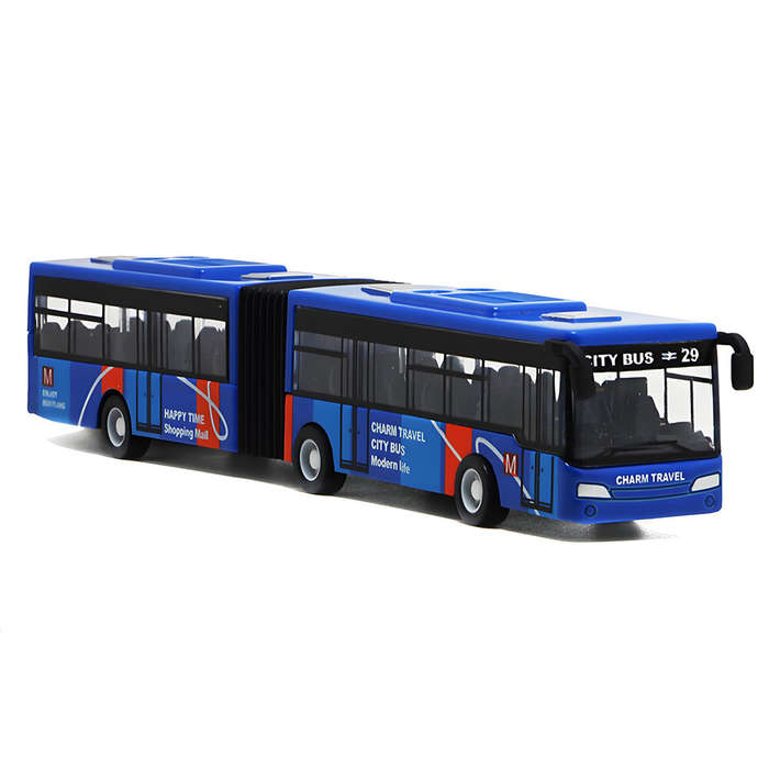 Green - Simulation Alloy Double Section Bus Model Pull Back Vehicles Toys Funny Car Kids Children Gi