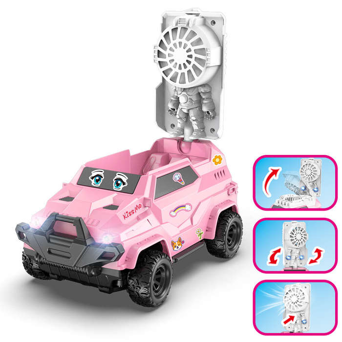 Pink - TCS02 2.4 4CH DIY Sticker Remote Control RC Car with Fan RTR Children Toys