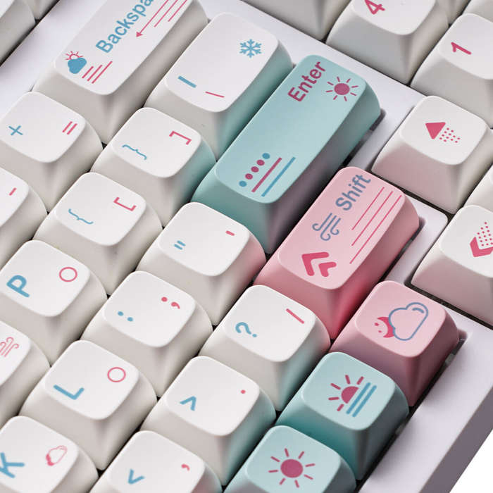 132 Keys Weather Keycap Set PBT Sublimation XDA Profile English/Japanese Custom Keycaps for Mechanic
