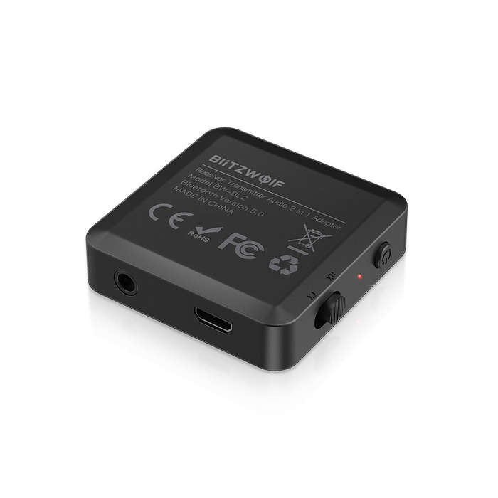 Black - BlitzWolf BW-BL2 2 In 1 bluetooth V5.0 Audio Transmitter Receiver Adapter Wireless 3.5mm Aux
