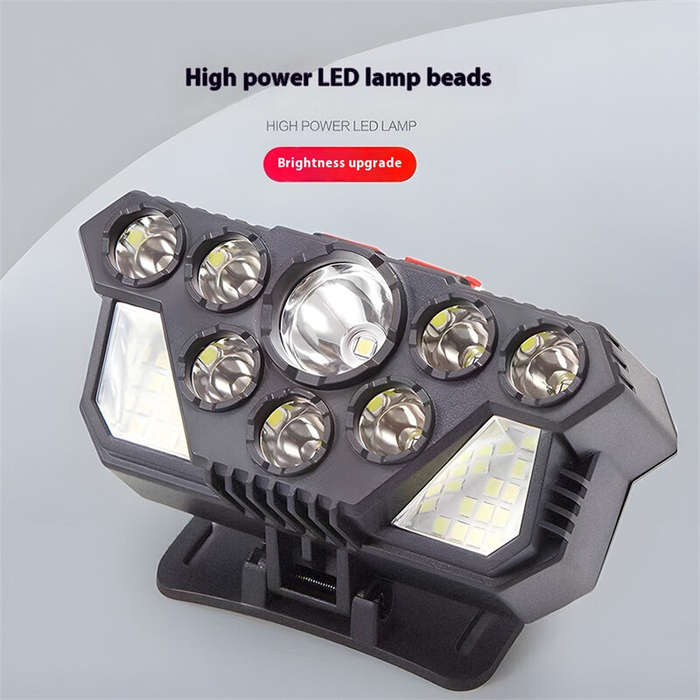 Black - 8 LED 20 SMD Rechargeable Super Bright LED Headlamp with Built-in Battery, 4 Lighting Modes