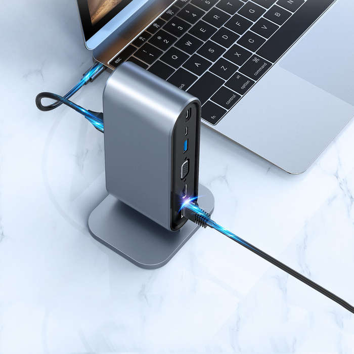 13 In 1 USB-C Hub Docking Station Adapter with 1 * USB 3.0/3 * USB 2.0/100W Type-C PD/3 * Type-C/4K