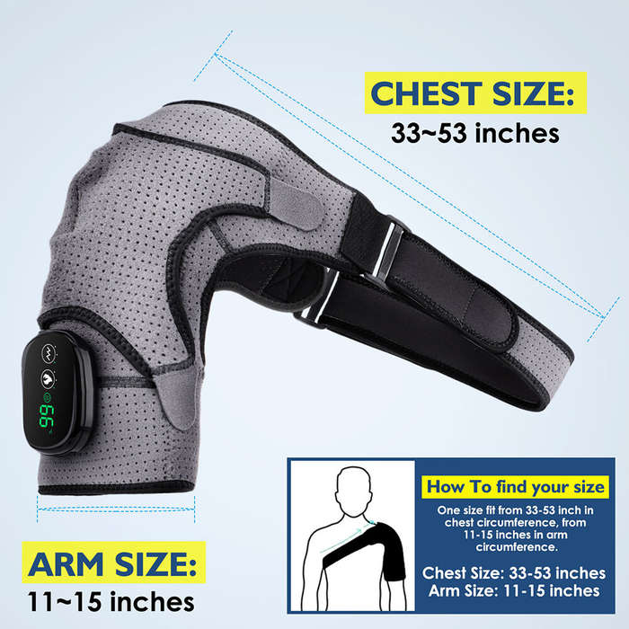 Black - Rechargeable Electric Heating Shoulder Pad Hot Compress Shoulder Warming Sleep Vibration Mas