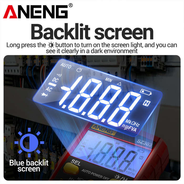 Black - ANENG SZ303 Multifunctional Measure Meter with Accurate AC/DC Voltage Current Resistance Hz