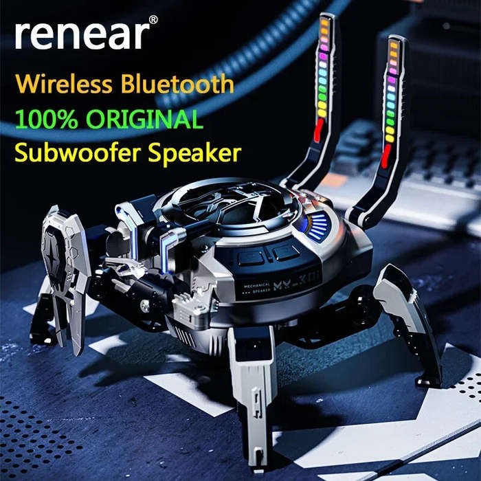 Grey/Orange - 2500mAh Machine Audio Dynamic RGB Lighting Bluetooth Speaker Wireless Subwoofer HIFI B