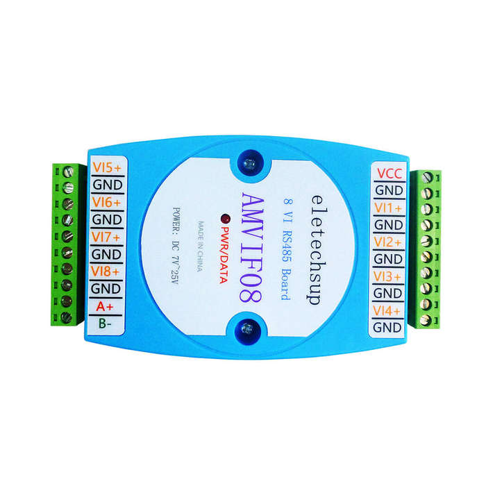AMAIE08 4-20mA - 8ch 4-20MA/0-10V Current Voltage ADC Collector Read Capture Module RS485 MODBUS RTU