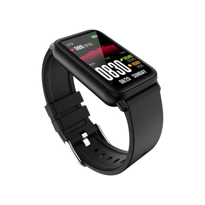 Black - T98 1.57 inch bluetooth Call Non-invasive Blood Glucose Heart Rate Blood Pressure SpO2 Monit