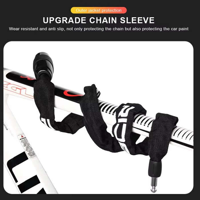 Orange - RIDERACE Bike Chain Lock Portable High Security Anti-Theft Bicycle Lock with 2 Keys for Bic