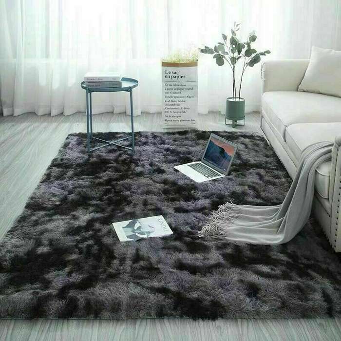 Dark Grey - 80*160CM Tie-dye Carpet Rectangular Carpet Faux Fur Carpet For Bedroom Living Room Balco
