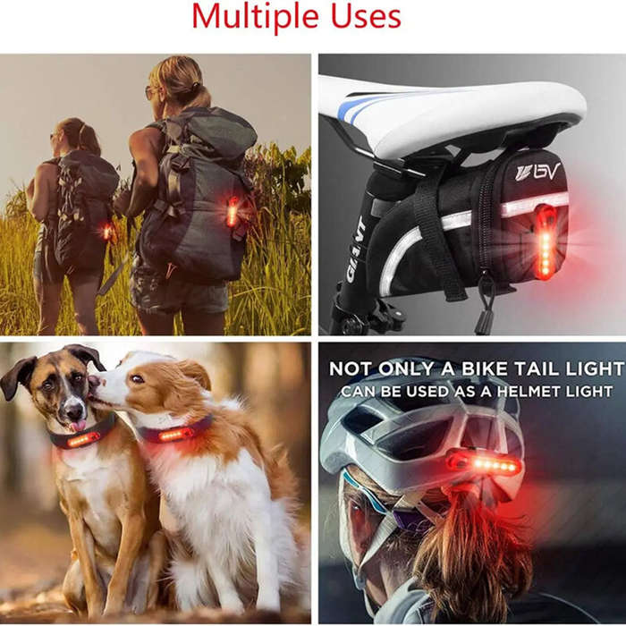 Red - BIKIGHT Bike Taillight 650mAh Battery USB Rechargeable Red LED Bright Rear Light Waterproof Ea