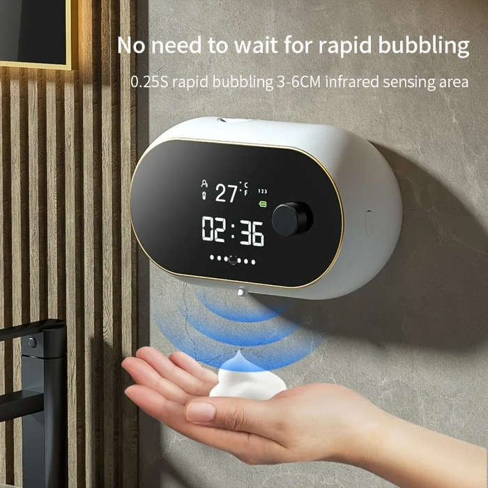 White - Smart Automatic Foam Washing Machine Sensor Soap Dispenser Electric Wall Mounted USB Chargin