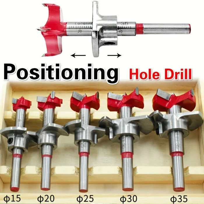 5PCS 15-35mm Woodworking Hole Opener Set Hard Alloy Flat Wing Drill Adjustable Hinge Hole Expander w