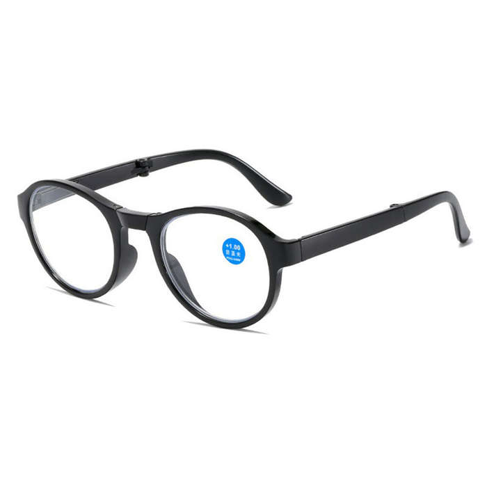 +150 - Portable Folding Reading Glasses Fashion Far-sighted Eyewear with Plastic Case Anti Blue Ultr
