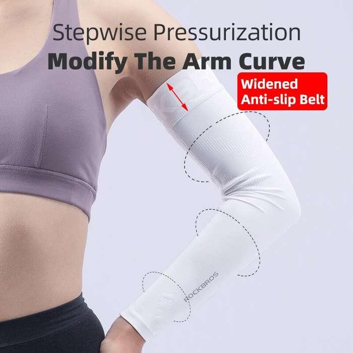 L - ROCKBROS Bike Arm Sleeve Breathable Quick Dry UPF50 UV Protection Cycling Sport Sleeve Ice Fabri