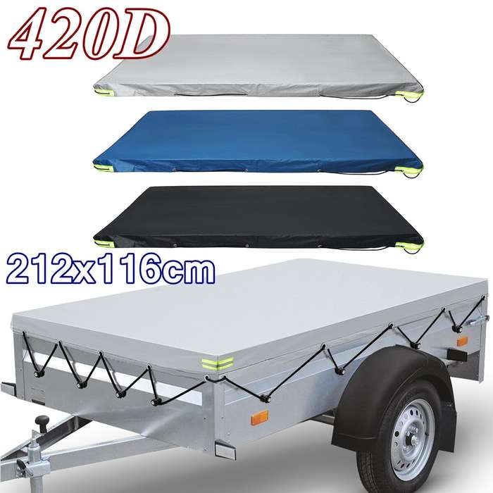 Grey - Trailer Cover Waterproof Windproof Dust Protector With Rubber Belt 208x114x13cm