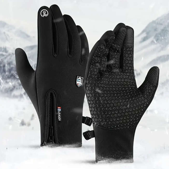 L - Golovejoy Warm Gloves Touch Screen Windproof Plus Velvet Wear-Resistant Gloves for Cycling Drivi