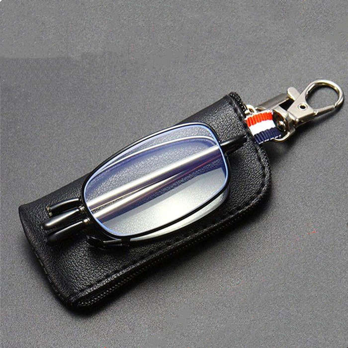 +350 - Portable Folding Reading Glasses with Buckle Storage Bag HD Anti-Blue Light Anti-Radiation Gl