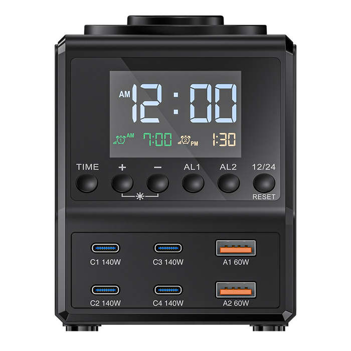 EU Plug - [GaN]Blitzwolf BW-FW10 240W 10-in-1 Wireless Alarm Clock Charger 2USB-A+4USB-C PD3.1/3.0 Q